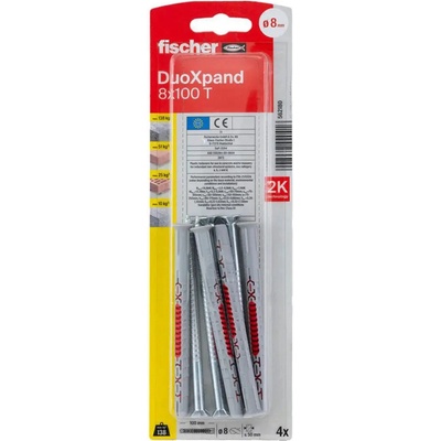 Fischer УНИВЕРСАЛЕН ДЮБЕЛ С ВИНТ 8x100 t k 4 БР. fischer duoxpand (4048962440416)