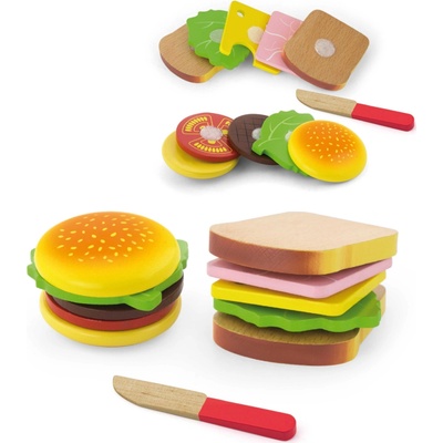 VIGA Drevený hamburger a sendvič na krájanie