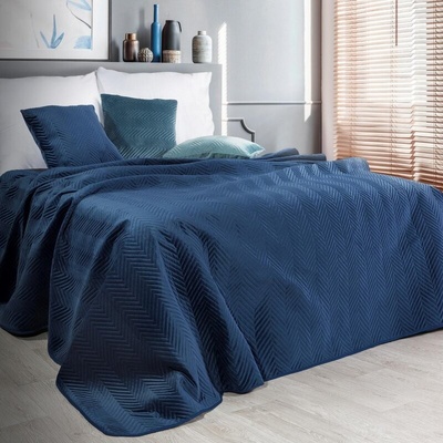 Takoy Přehoz na postelSOFIA z měkkého a matného sametu prošívaný do vzoru rybí kosti -HF-423450 | 230 x 260 cm