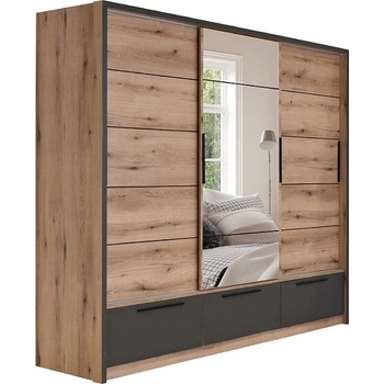 Matis Гардероб с плъзгащи врати kaliopa 270 см дъб артизан / сиво
