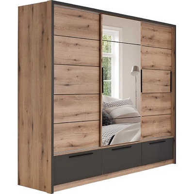 Matis Гардероб с плъзгащи врати kaliopa 270 см дъб артизан / сиво