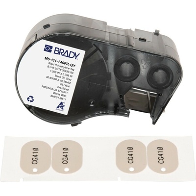 Brady M5-111-145FR-GY / 170851, 30.63 mm, Polyethylene, čierna tlač / sivý podklad