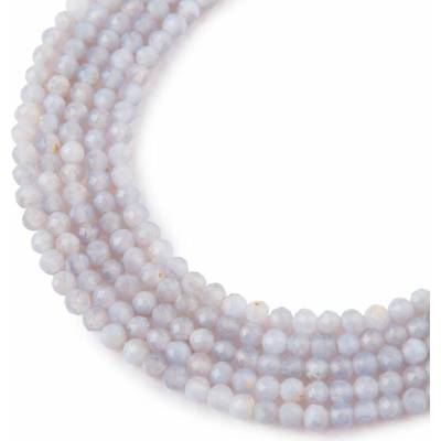 Koráliky z minerálu Modrý krajkový achát 3mm brúsené - 18 cm