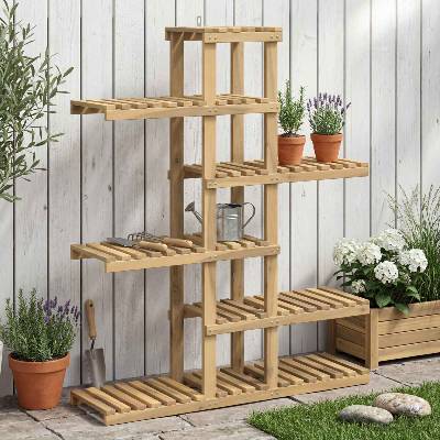 vidaXL Стойка за растения Бяло 93 x 25 x 114, 5 см (903099)