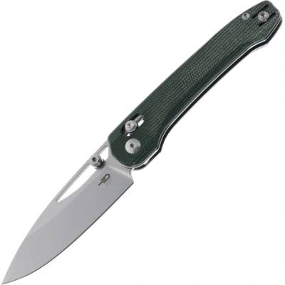 BESTECH Cobber 14C28N Stonewashed+Satin with Green Micarta handle BG68D