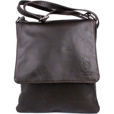 Vera Pelle kožená středně velká crossbody kabelka no. 88 tmavěhnědá