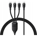 Baseus - Кабел за данни Flash Series 3 (P10377502111-00) - Бързо зареждане, USB-C към 2x USB-C, Lightning, 100W, 480Mbps, 1.5 м - Черен