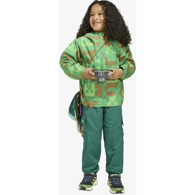 Dětská bunda adidas TERREX Minecraft Climaproof Rain Jacket - green/brown desert/luc lime