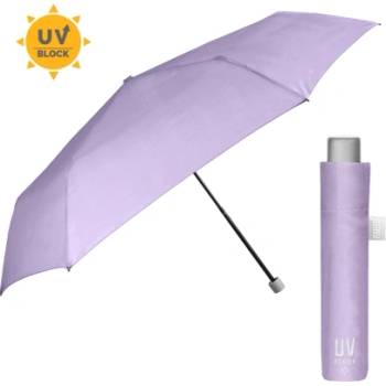 Дамски неавтоматичен чадър Extra Slim чадър с UV50 защита Perletti Time 26409, Пастелно лилав