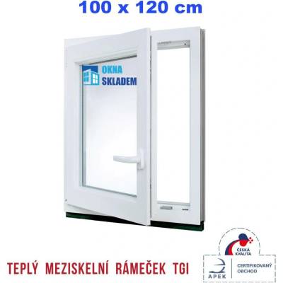 Erkado Plastové okno otevíravé i sklopné levé 1000 x 1200 mm Bílé / Antracit