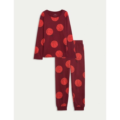 Marks & Spencer Пижамен комплект Basketball, от чиста памучна материя (3-16 години) Marks & Spencer червена Marks & Spencer | Cherven | Момчешки | 7-8 години
