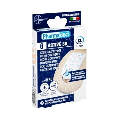 Pharmadoct Active 3D náplasť s KYSELINOU HYALURÓNOVOU s hojivým účinkom XL 6 ks