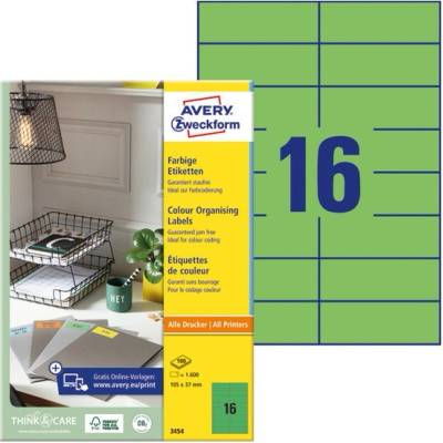 AVERY Етикет AVERY 3454 105x37mm универсален зелен 1600 етикета/кутия 100 листа/кутия (3454)