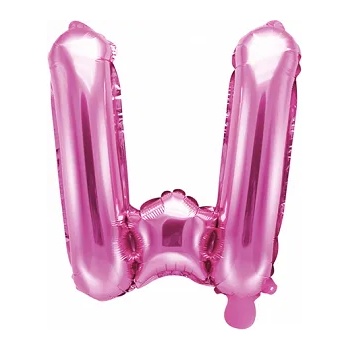 PartyDeco Балон от фолио Mini - Буква W 35см розов