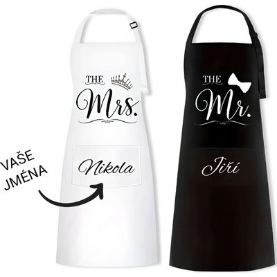 GRAVENO Svatební zástěry Mr. & Mrs. se jmény
