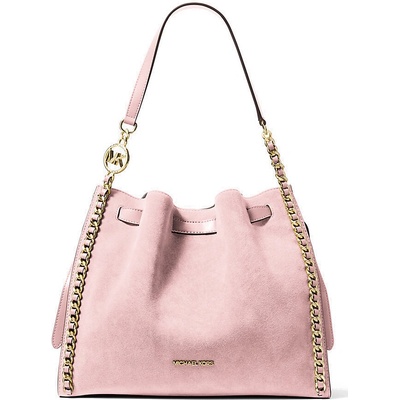 Michael Kors Mina large shoulder bag semišová kabelka růžová