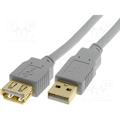 BQ Cable CAB-USBAAF/3G USB 2.0, USB A zásuvka, USB A vidlice, zlacený, 3m, šedý