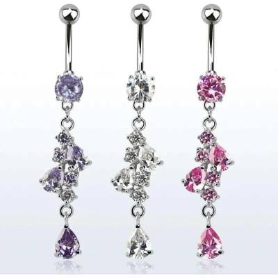 InfinityPierce Luxusní piercing do pupíku s kamínky v různých barvách MCDZ312