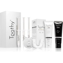 Toothy Launcher Set LED světlo pro bělení zubů + náústek na LED světlo + bělící gely na 6 dní 3 ks + ranní pasta 65 g + večerní pasta 65 g dárková sada