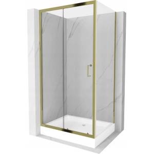 Mexen Apia плъзгаща се душ кабина 120 x 90 см, прозрачна, златна + корито Рио (840-120-090-50-00-4510)