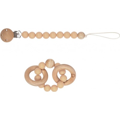 Kave Home Epiphany set silikon a klipu na dudlík béžová