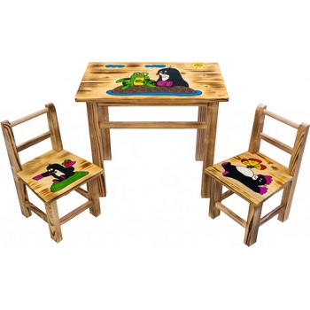 Bestent dřevěný stolek Krteček + 2 židle