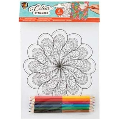GRAFIX Malování podle čísel s pastelkami Mandaly a vzory 158556 29,5 x 21 cm
