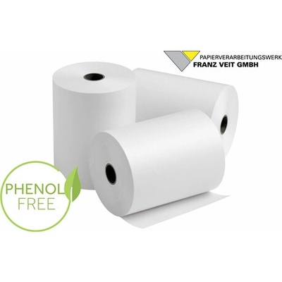 Termo pokladný kotúč 80 mm, návin 80 m, 48 g/m2, biely, dutinka 12 mm, PHENOL FREE TK80/80/12/48/40P