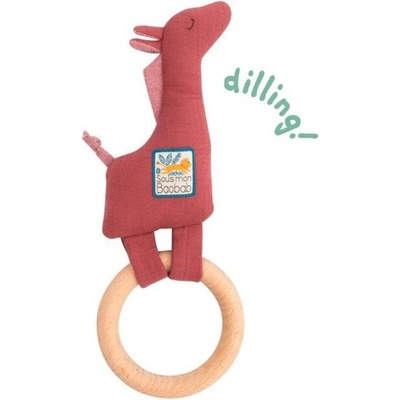 Moulin Roty hrkajúce žirafa s dreveným krúžkom