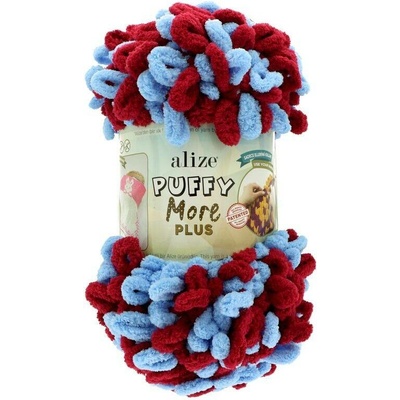Alize Puffy More Plus 6633 modrá s vínovou barvou