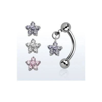 Piercingate piercing do obočí s hvězdičkou POB00196 čirá