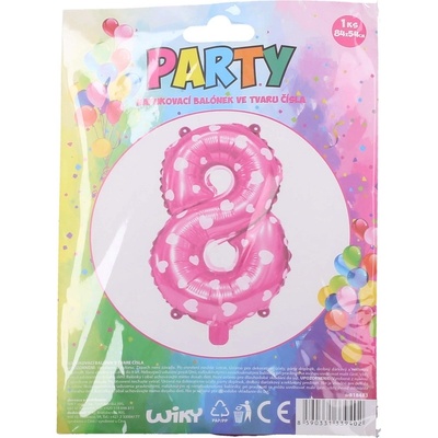 Nafukovací balón ružový so srdiečkami číslo.8