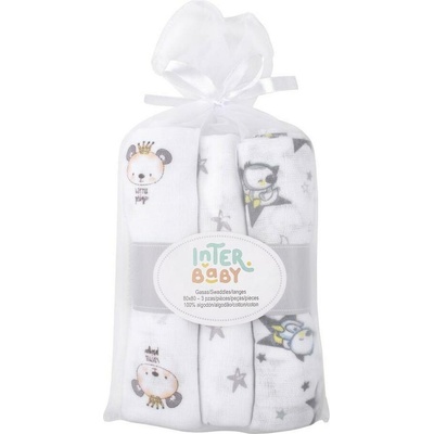 Interbaby ZVÍŘÁTKA 80x80cm bílo/šedá 3ks