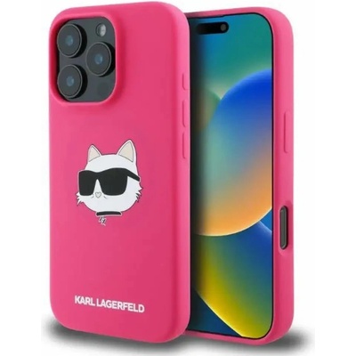 KARL LAGERFELD силиконов калъф Choupette Head Print MagSafe iPhone 16 Pro Max - Фуксия (3666339319755)