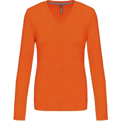 Kariban v-neck k382 / Дамска тениска с дълъг ръкав - оранжева xxl (20k38223505)