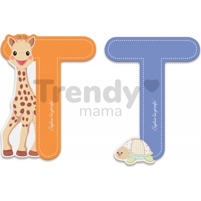 Janod drevené písmeno T Sophie The Giraffe oranžové modré