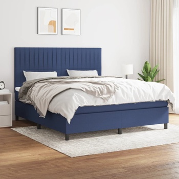 vidaXL Боксспринг легло с матрак, синьо, 160x200 см, плат (3141951)