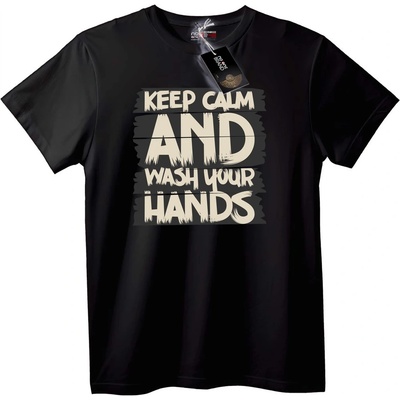 NOONEBRAND Тениска Запази спокойствие и мий ръцете - 7XL, Black