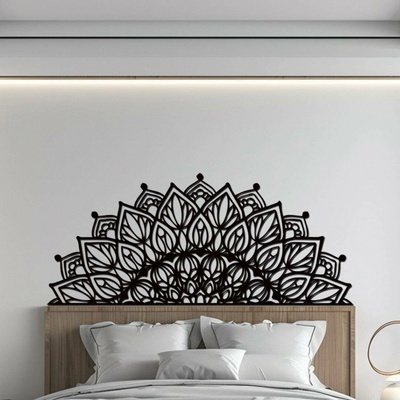dřevo života Mandala na zeď BOHATOST k posteli Zvolte rozměr (cm): 140x60, Zvolte barvu dekoru: Černá