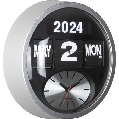 Karlsson Round Flip стенен часовник, сребърен (KA6030SI)