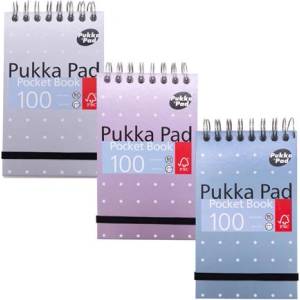 Pukka Pad Тетрадка, А7, спирала, с правила, 50 страници, PUKKA PAD "Metallic Pocket Book", смесени цветове 6254-MET (6254-MET)