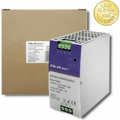 Qoltec 50999 – Průmyslový napájecí zdroj na DIN lištu 240 W / 48 V / 5 A
