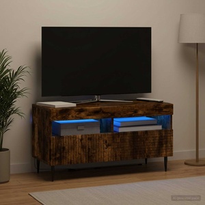 vidaXL LED телевизионен кабинет HAARLEM 81 x 35 x 43 см Опушен дъб (897000)