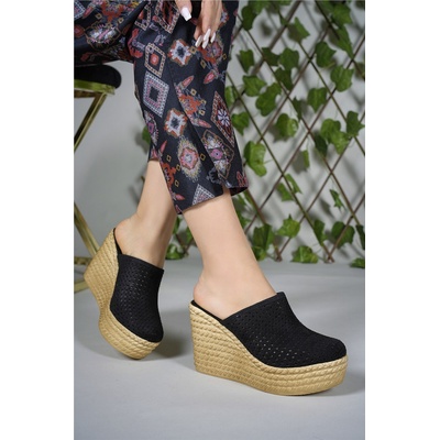 Riccon Дамски велурени чехли с цяла подметка 0012508 - Черни #402642 (402642_Черно)