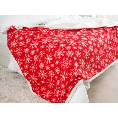 B.E.S. Petrovice Deka s beránkem Buffalo Vločky červené 150x200