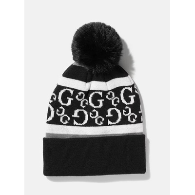Guess dámská čepice Stripe Pom beanie černá