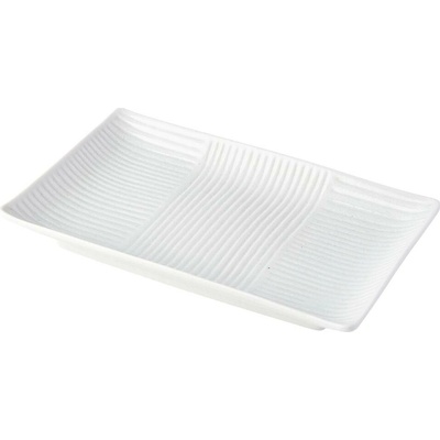 MIJ Servírovací tanier LINES WHITE 21 x 13 cm, biela, keramika
