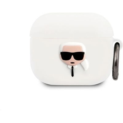 Karl Lagerfeld Защитен калъф Karl Lagerfeld AirPods 3 Karl Head Silicone Case, за Apple Airpods 3, силиконов, с карабинер, бял (KLACA3SILKHWH)