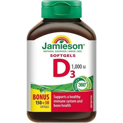 Jamieson Vitamín D3 1000IU 180 kapslí