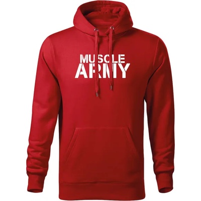 DRAGOWA мъжки суитшърт с качулка Muscle Army, червен, 320 г/м2 (5708)